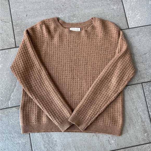 Rachel Zoe Waffle Sweater, 100% 2-Play Cashmere, Size Small, Tan - Picture 1 of 9